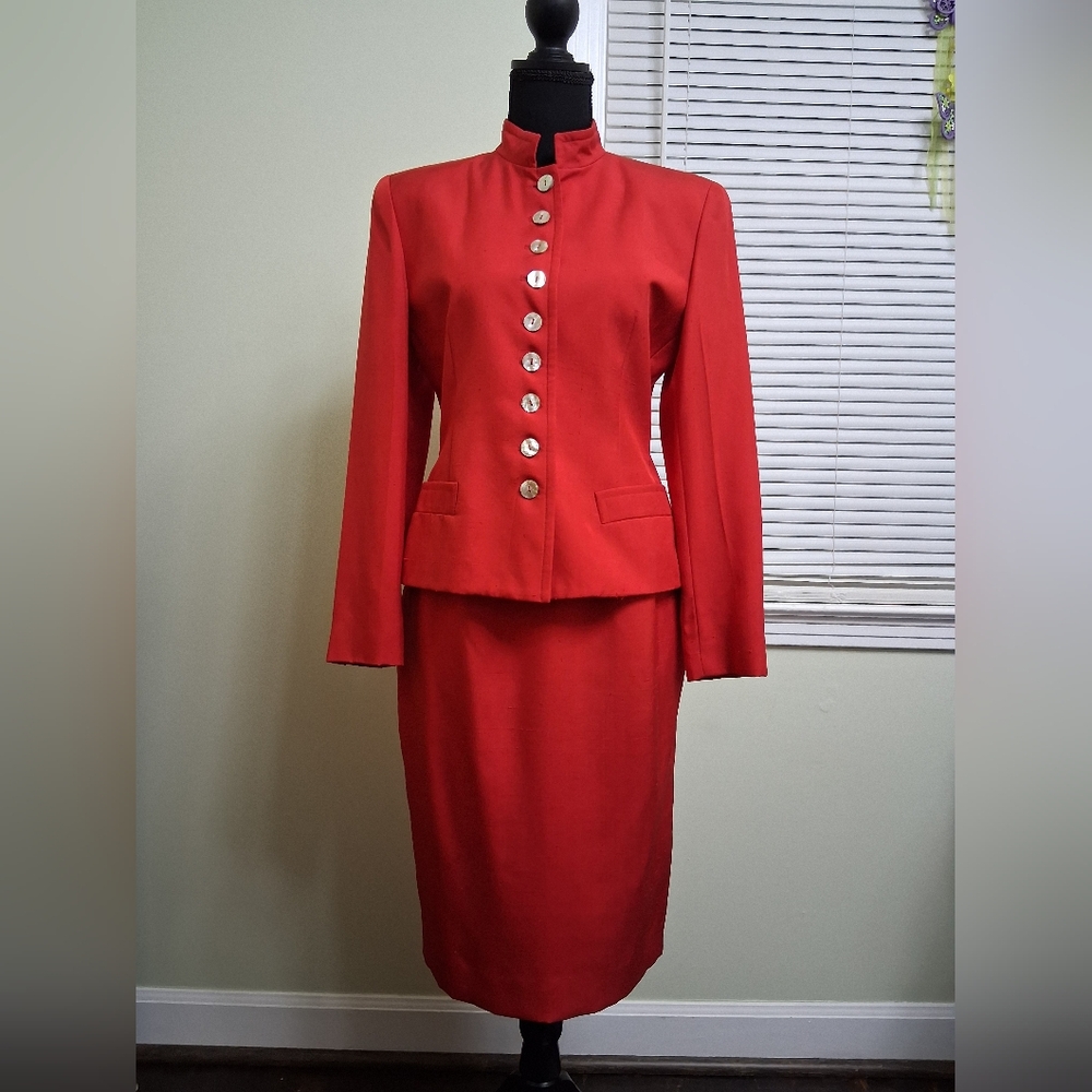 Vintage Christian Dior Red Skirt Suit Set